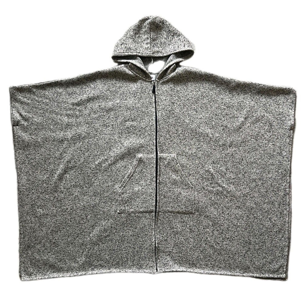 Le Moda poncho Front Zip Pockets Gray Western Oversized Confort‎ Women One Size